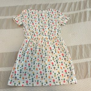 Pineapple print cotton dress with drawstring waist